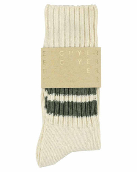 Escuyer Crew Stripes Sock Ecru/Khaki