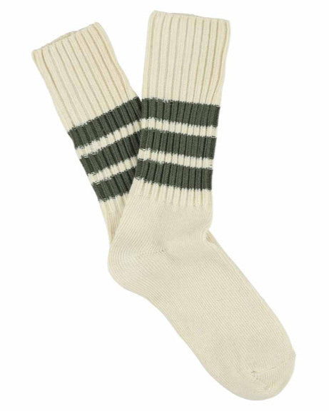 Escuyer Crew Stripes Sock Ecru/Khaki