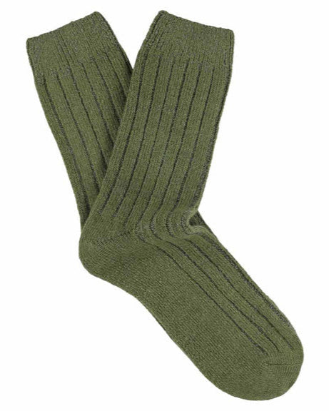Escuyer Women's Cashmere Crew Socks Khaki