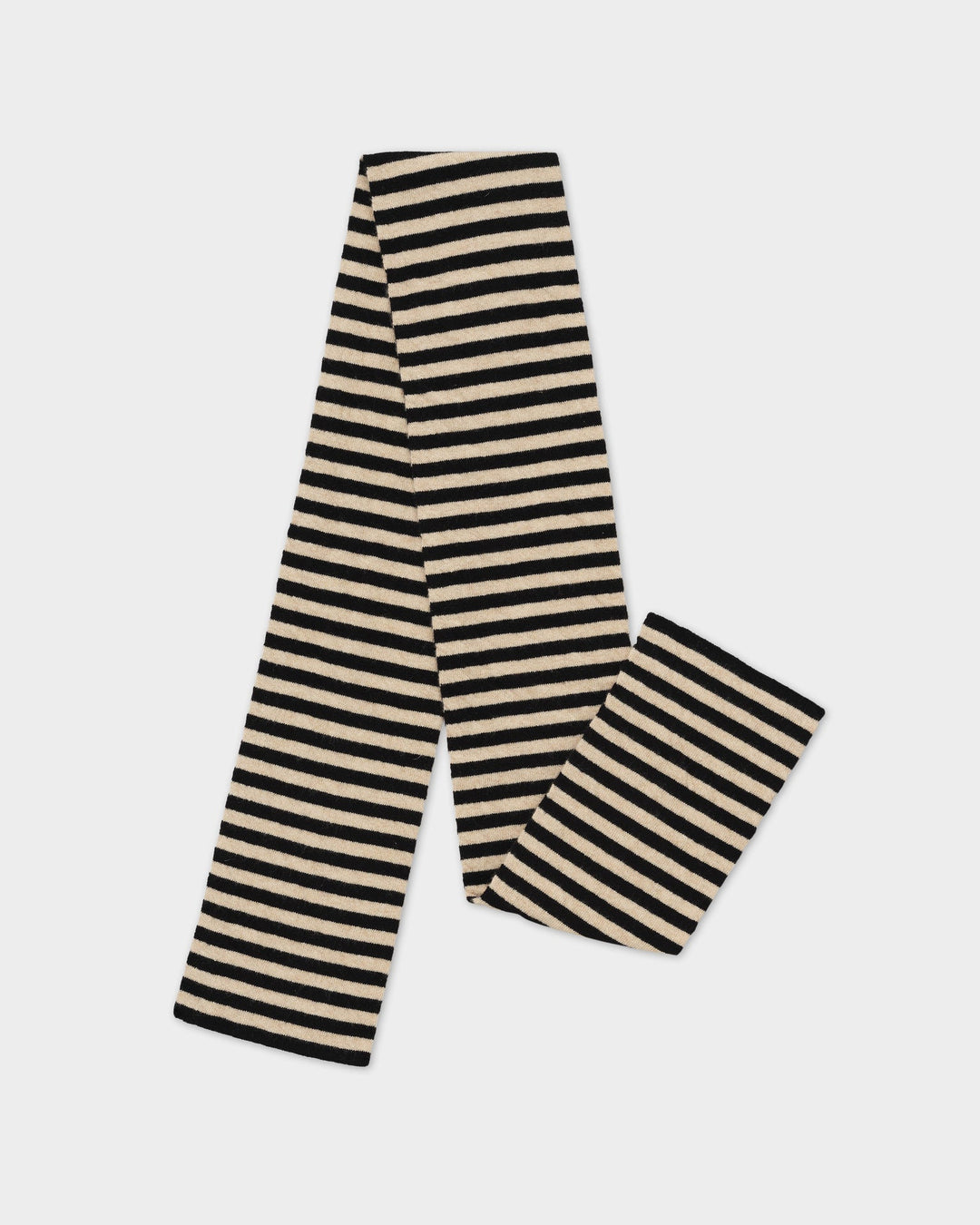 JG Smooth Narrow Stripe Scarf Black/Oatmeal