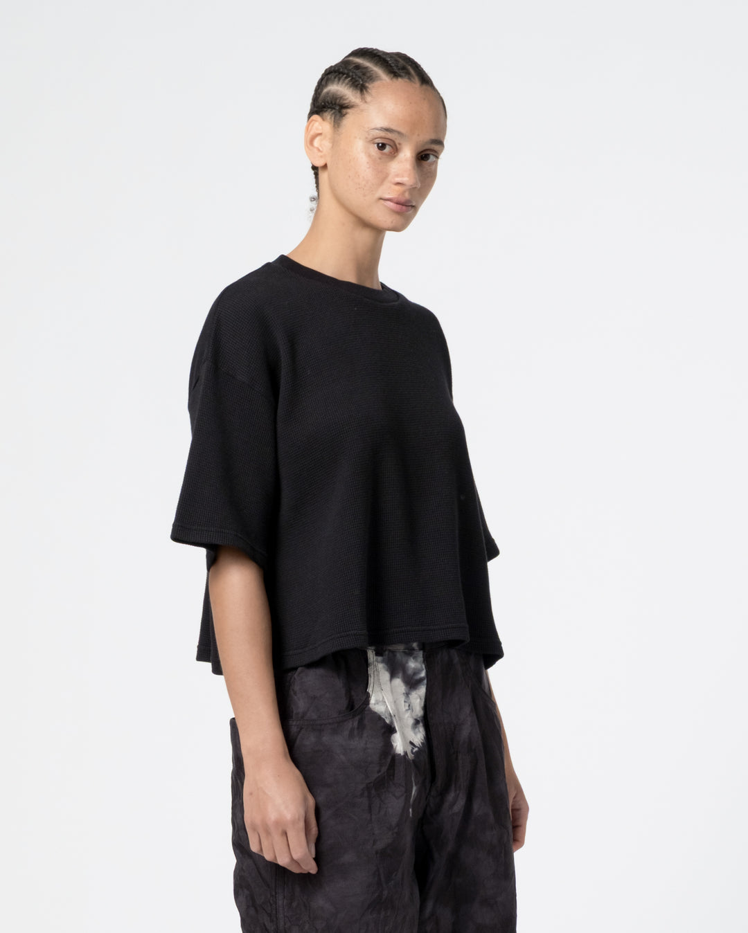 G.o.D Big T Cropped Waffle Jersey Black
