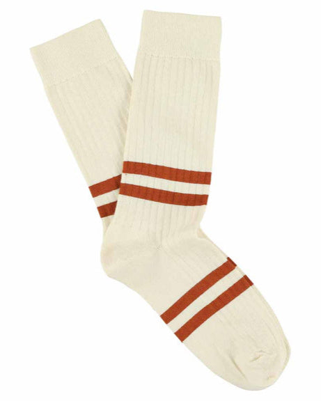 Escuyer Stripes Socks Ecru/Brick