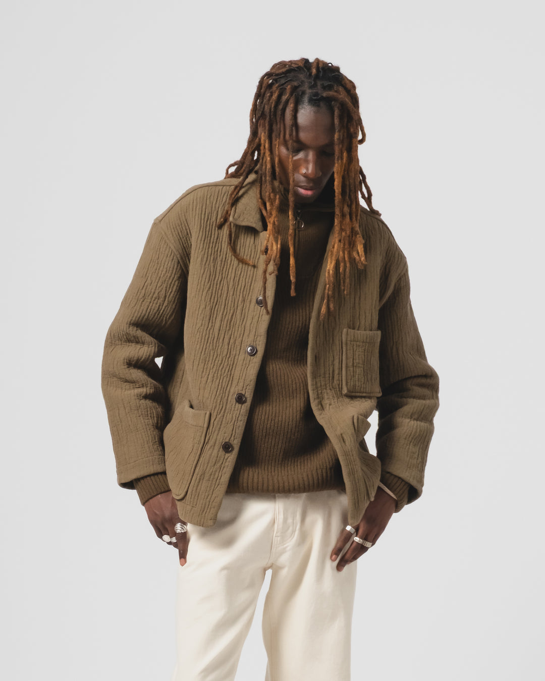 Cana Shirt Fjord Jacquard Fossil Green