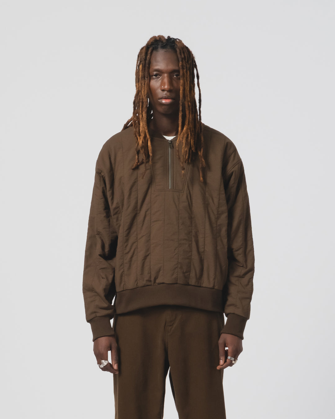 Oslo Sweater Quilted Cotton Java Brown