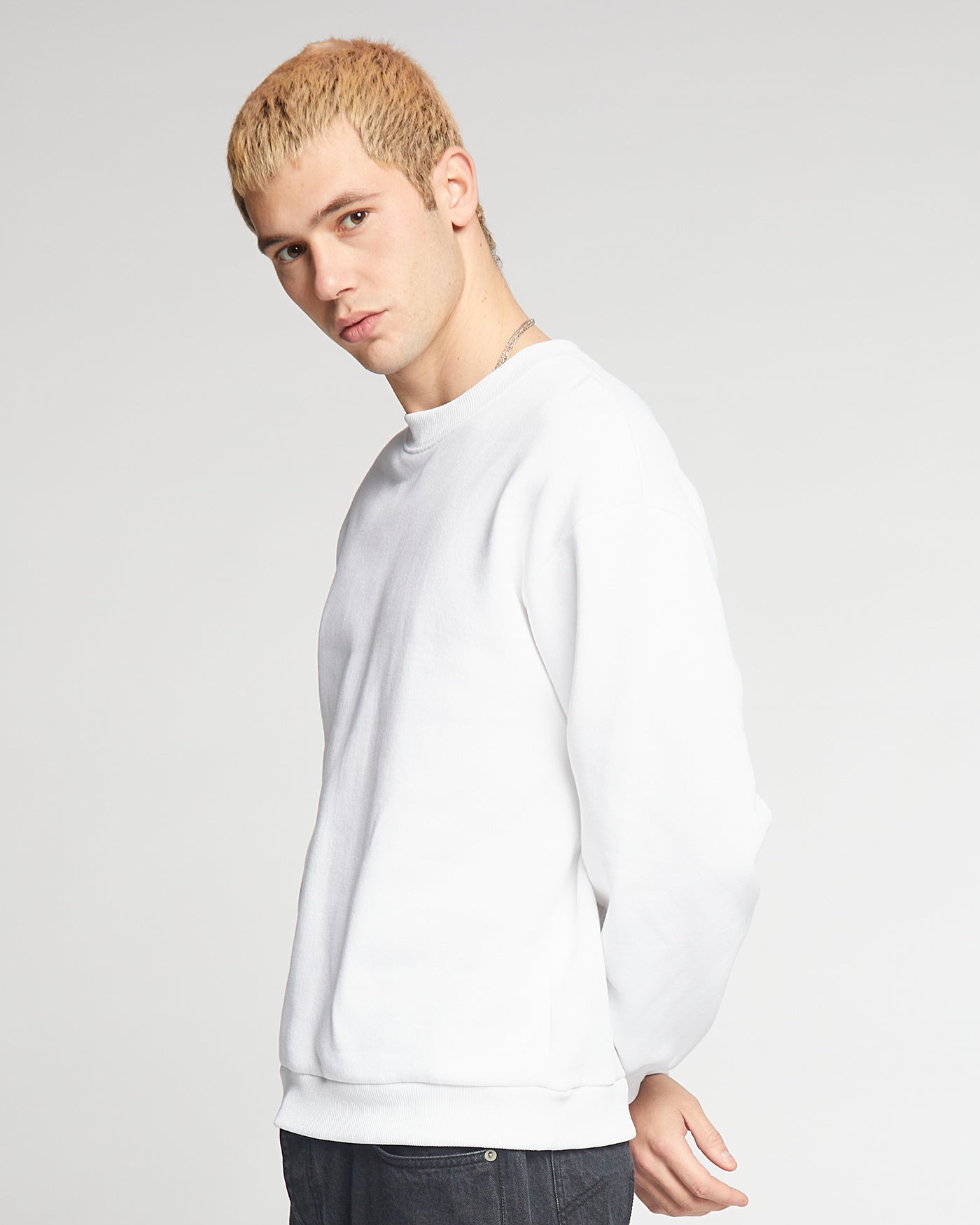 Detroit Sweater Basic Cotton Fleece White