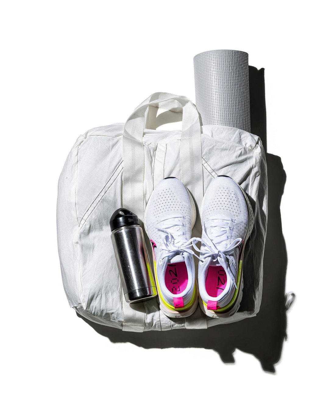 Vintage Parachute Tote Bag White Belt