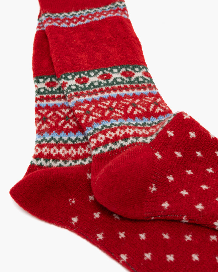 Anonymous Snow Pattern Links JQ Crew Sock Red