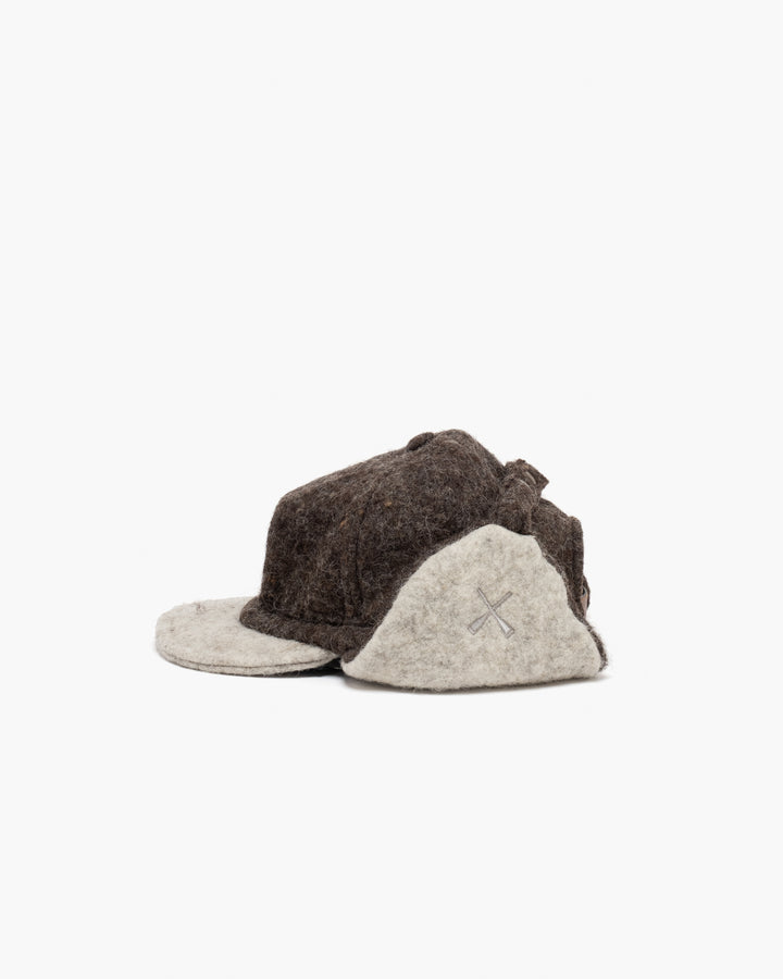 Cap Artisanal Felted Wool Brown/Grey
