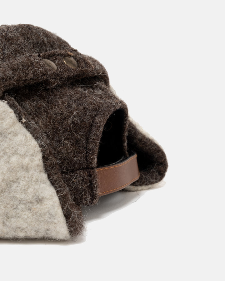 Cap Artisanal Felted Wool Brown/Grey