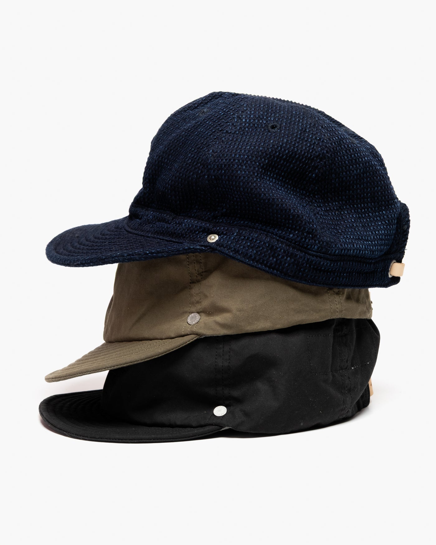 DECHO Waxed Cotton Ball Cap with Leather Strap Black