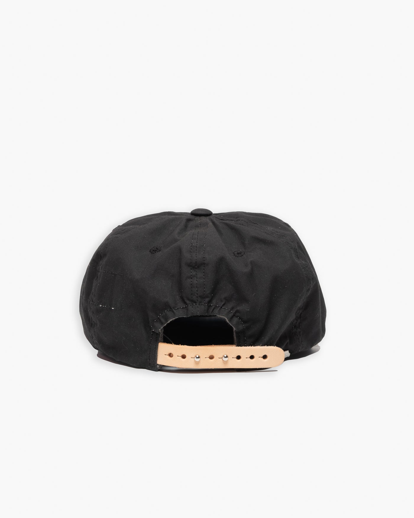 DECHO Waxed Cotton Ball Cap with Leather Strap Black