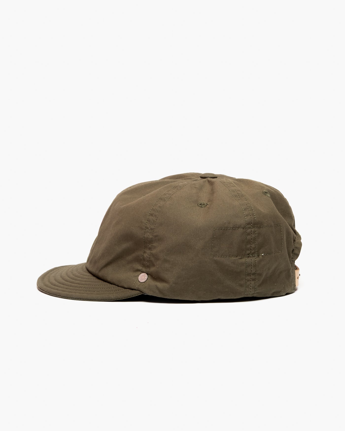 DECHO Waxed Cotton Ball Cap with Leather Strap Olive