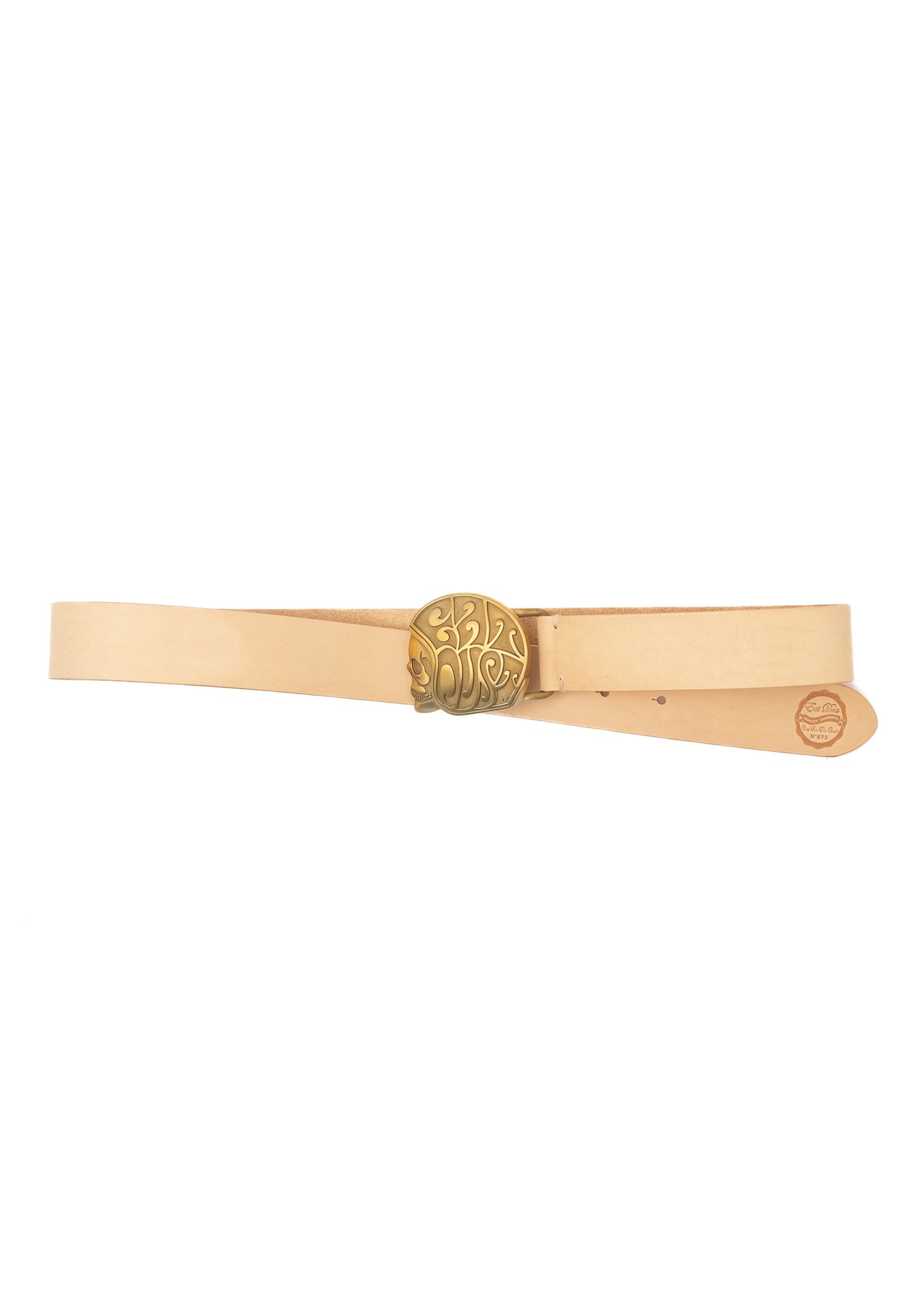 Leather Belt Skull Natural