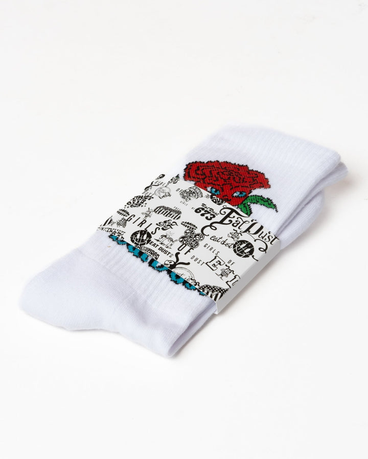 Rose Socks Cotton White