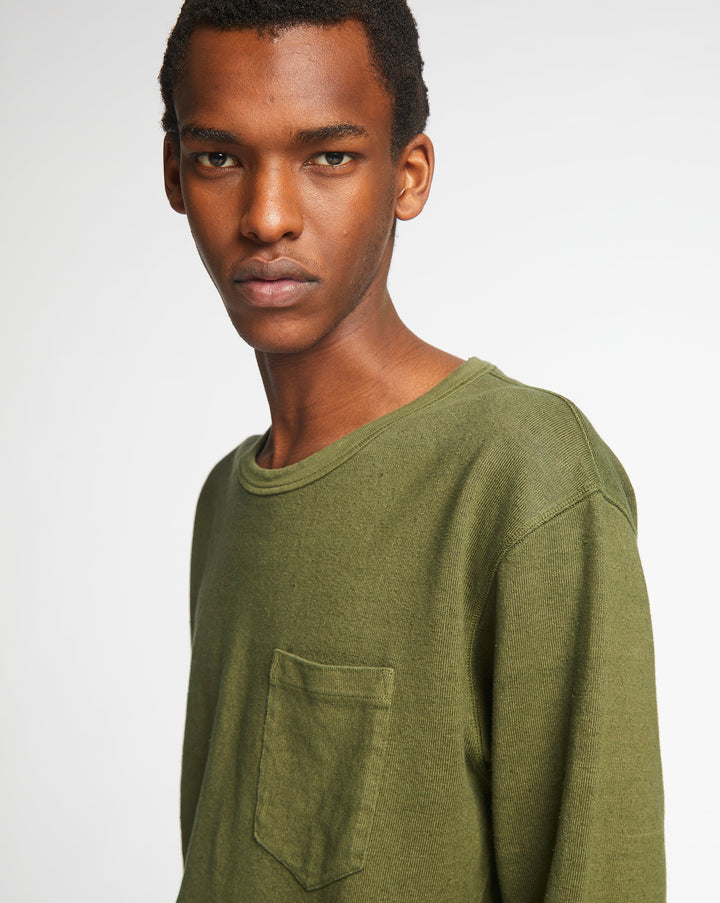 長袖ポケット付きミリタリージャージ（カーキ）