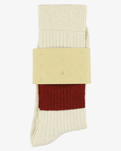 Escuyer Melange Band Socks Ecru/Brick