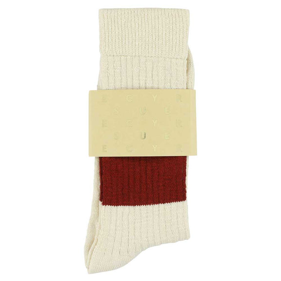 Escuyer Melange Band Socks Ecru/Brick