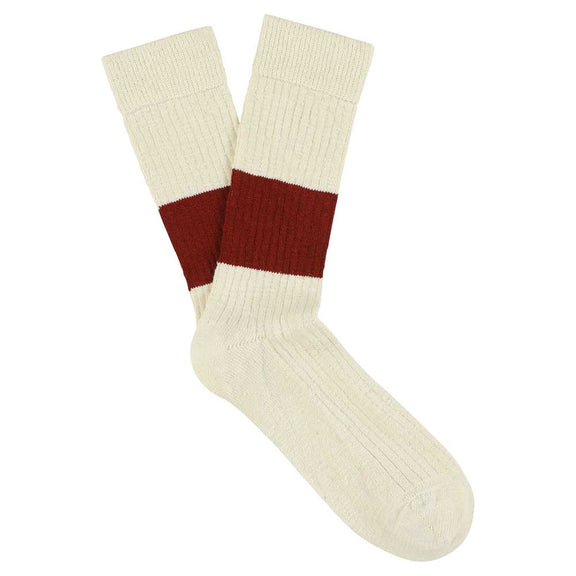 Escuyer Melange Band Socks Ecru/Brick