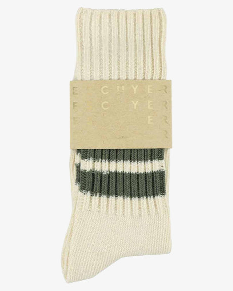 Escuyer Crew Stripes Sock Ecru/Khaki
