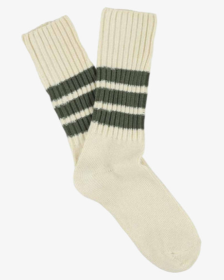 Escuyer Crew Stripes Sock Ecru/Khaki