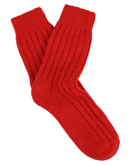 Escuyer Women's Cashmere Crew Socks Red