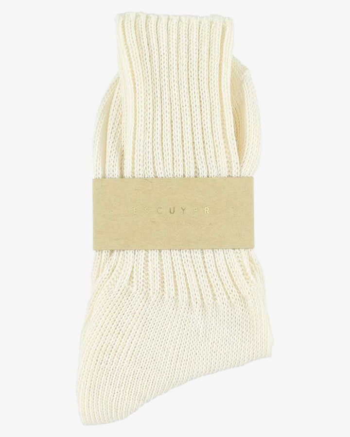 エスクイエ クルーソックス オフホワイト