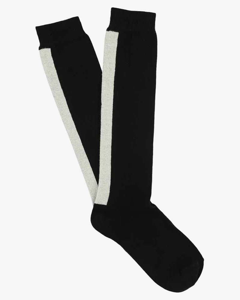 Escuyer Women's Knee High Socks Black / Ecru