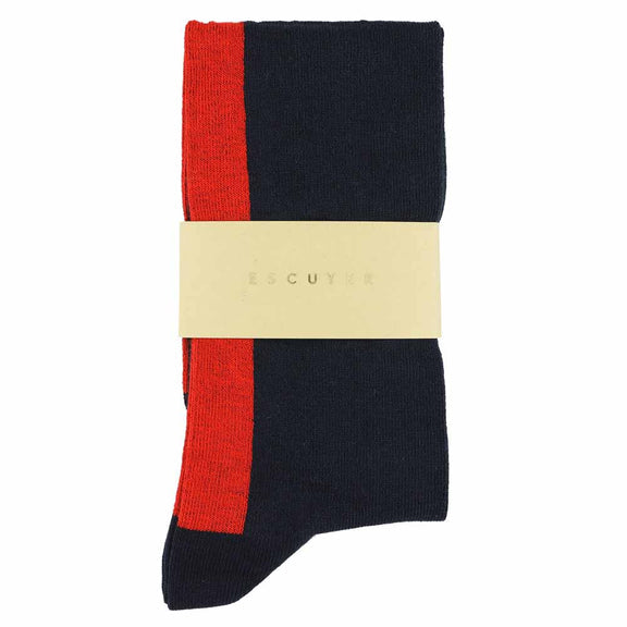 Escuyer Women's Knee High Socks Navy/Red
