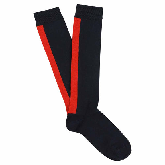 Escuyer Women's Knee High Socks Navy/Red