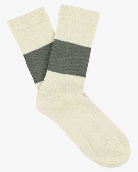Escuyer Melange Band Socks Ecru/Khaki