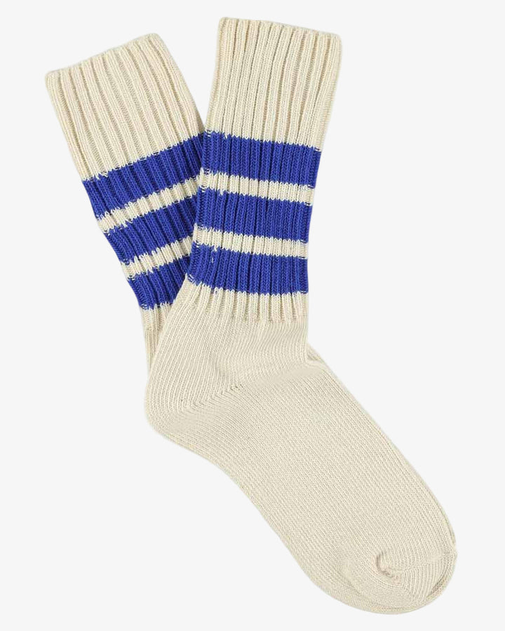 Escuyer Crew Stripes Sock Ecru/Bright Blue