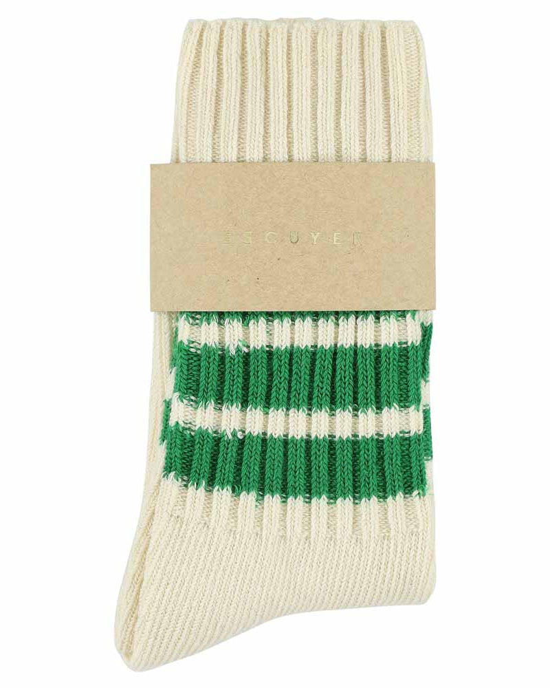 Crew Stripes Sock Ecru/Green