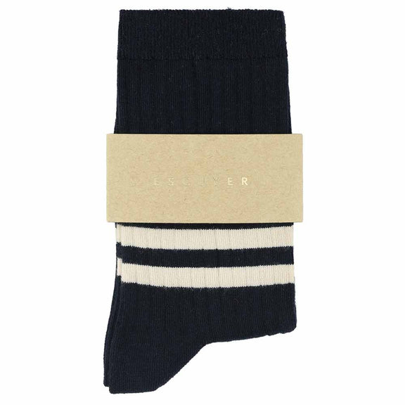Escuyer Stripes Socks Blue/Ecru