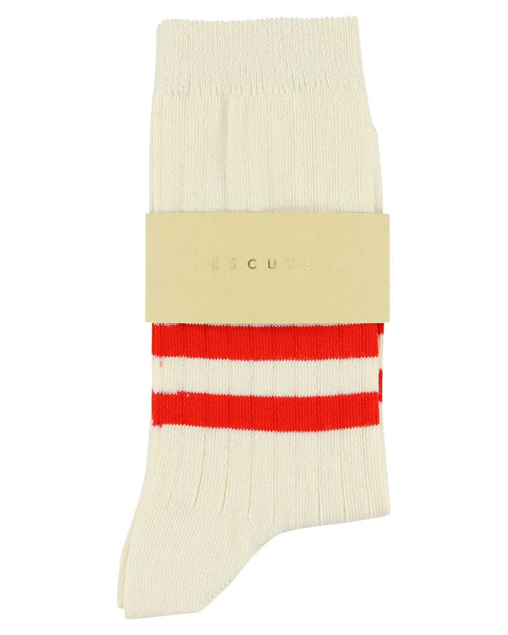 Escuyer Stripes Socks Ecru/Orange