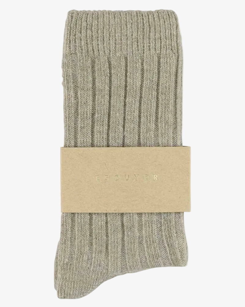 Escuyer Cashmere Crew Socks Beige