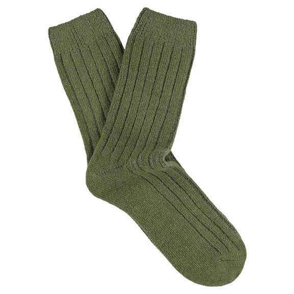 Escuyer Women's Cashmere Crew Socks Khaki