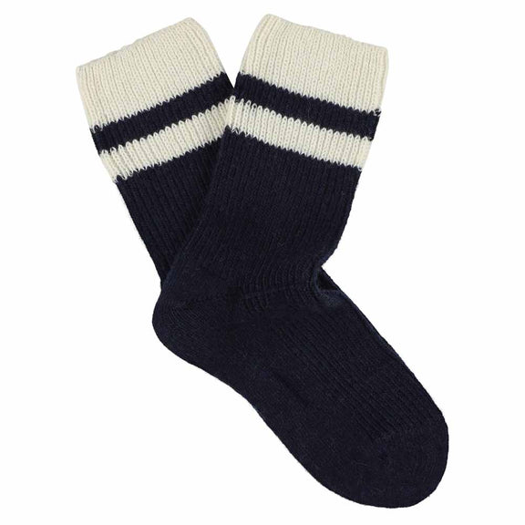 Escuyer Women's Cashmere Stripes Socks Navy/Ecru