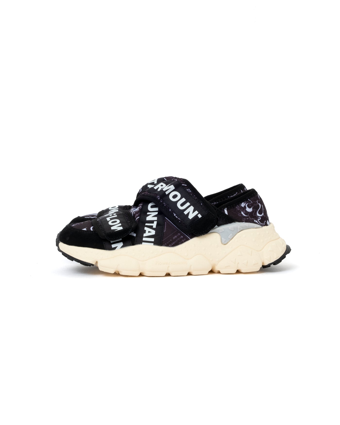 Flower Mountain New Camp Suede/Nylon Newspaper Black/White (Woman)