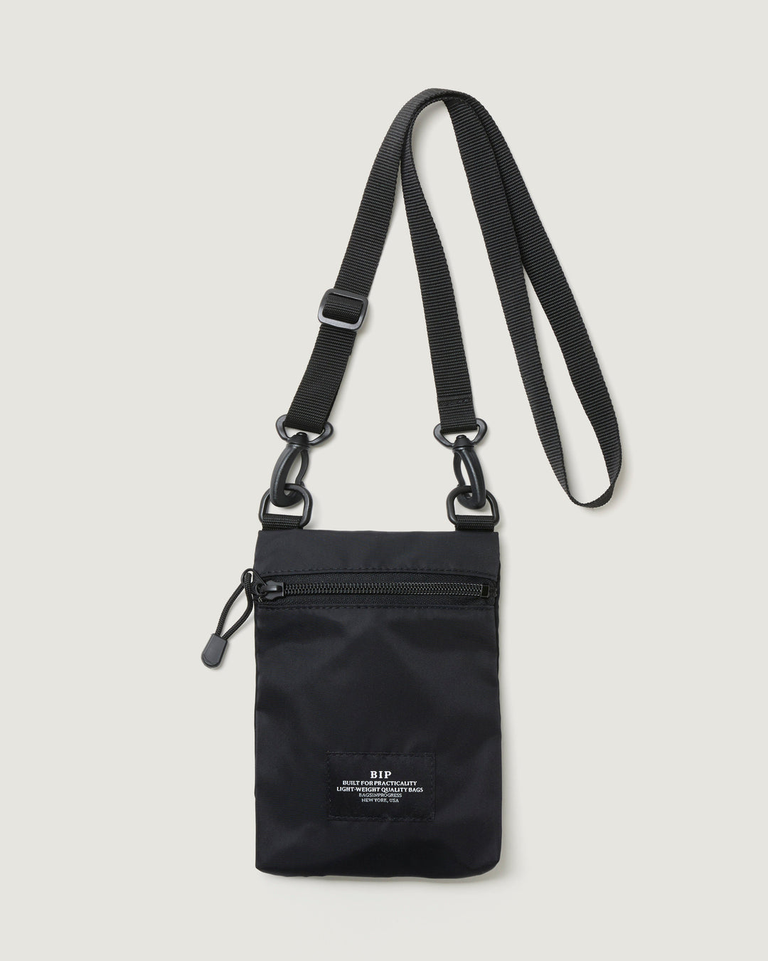 Zipper Shoulder Pouch Poly-Fill Nylon Black