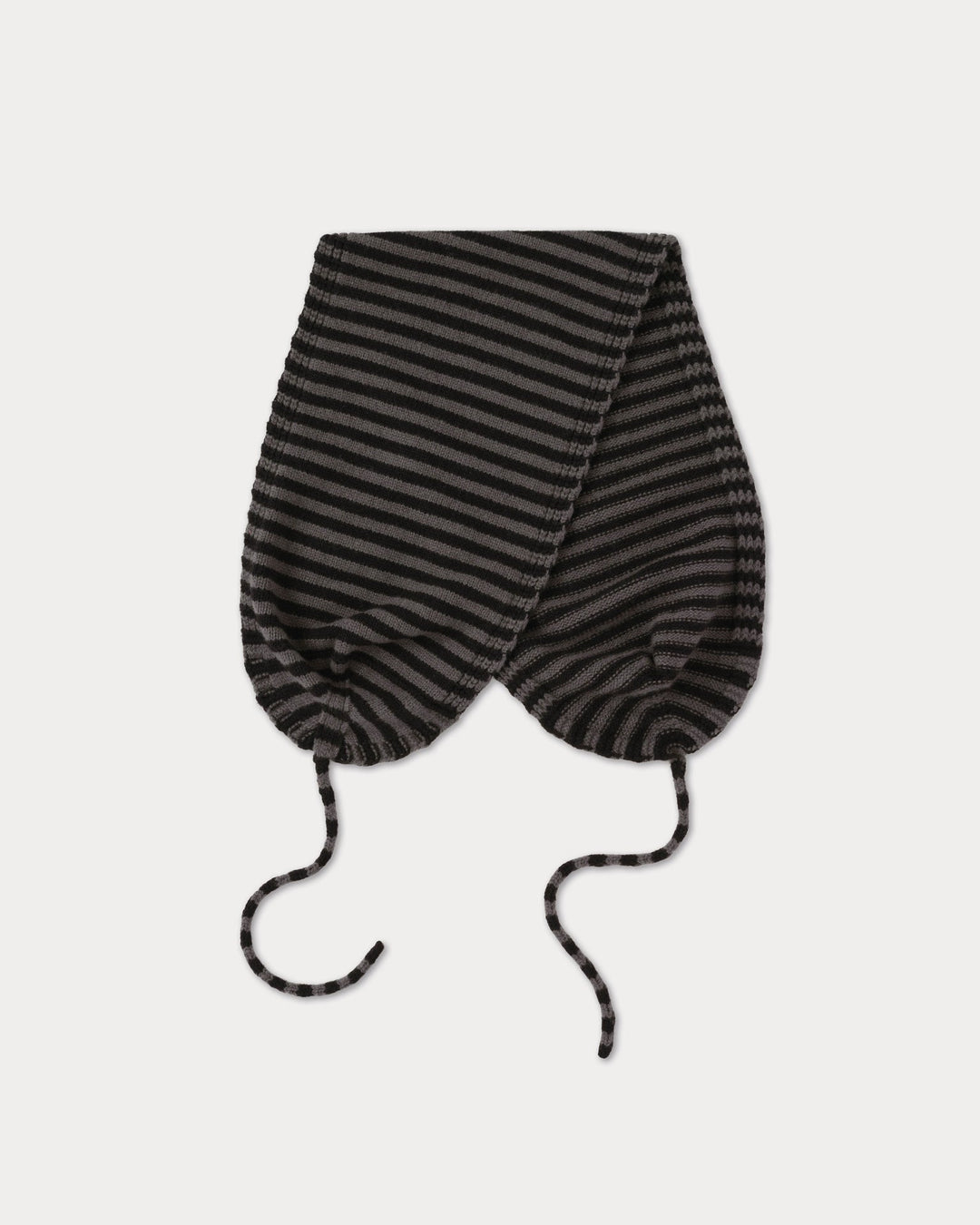 JG Striped Scarf with Ties Black/Drill Grey