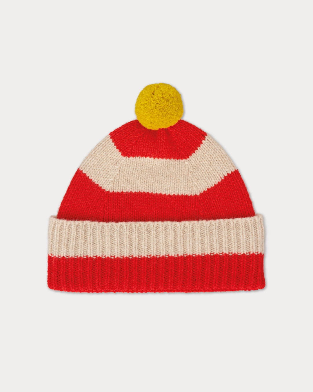 JG Stripe Pompom Hat Poppy/Oatmeal