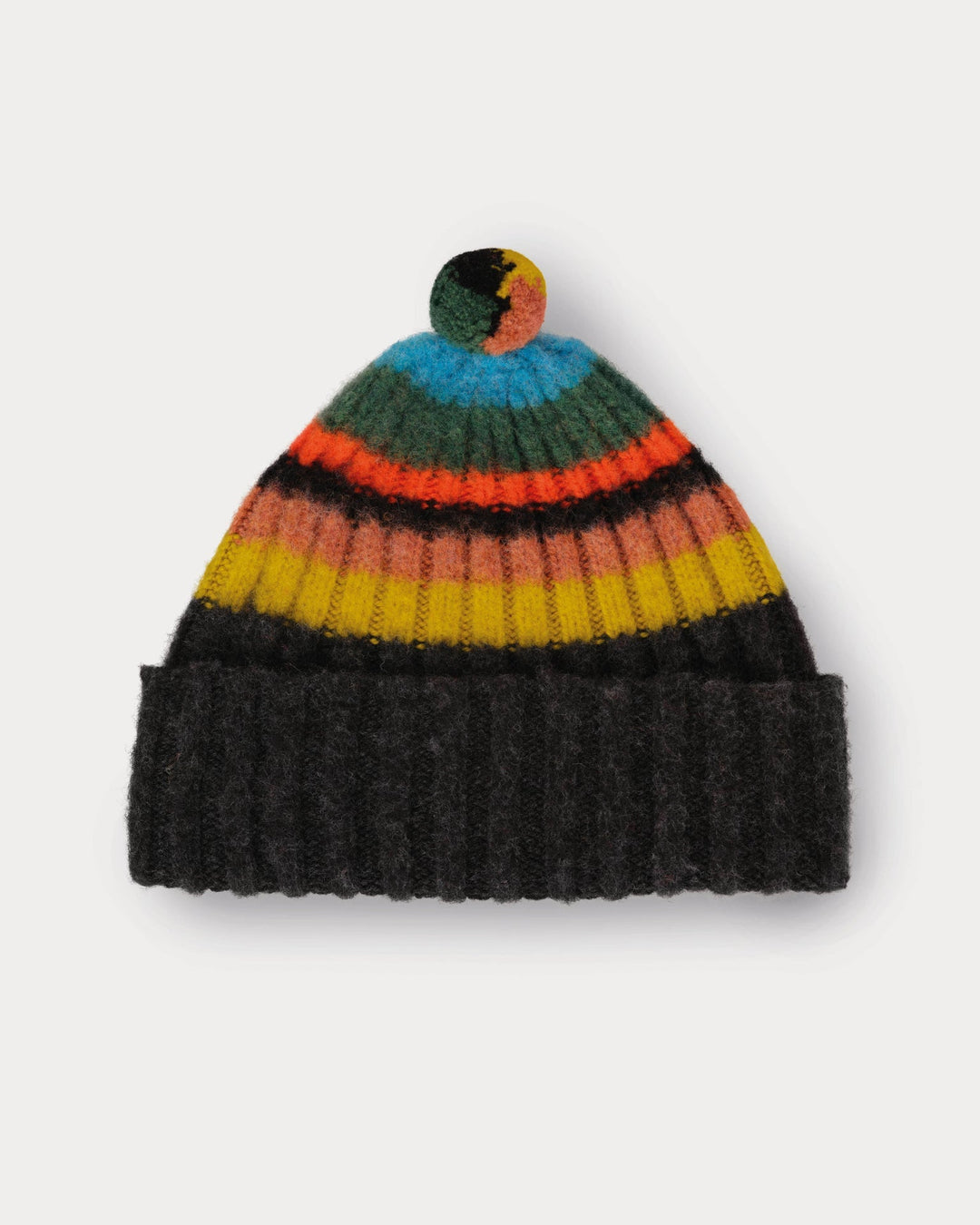 JG Brushed Multicolour Pompom Hat Black