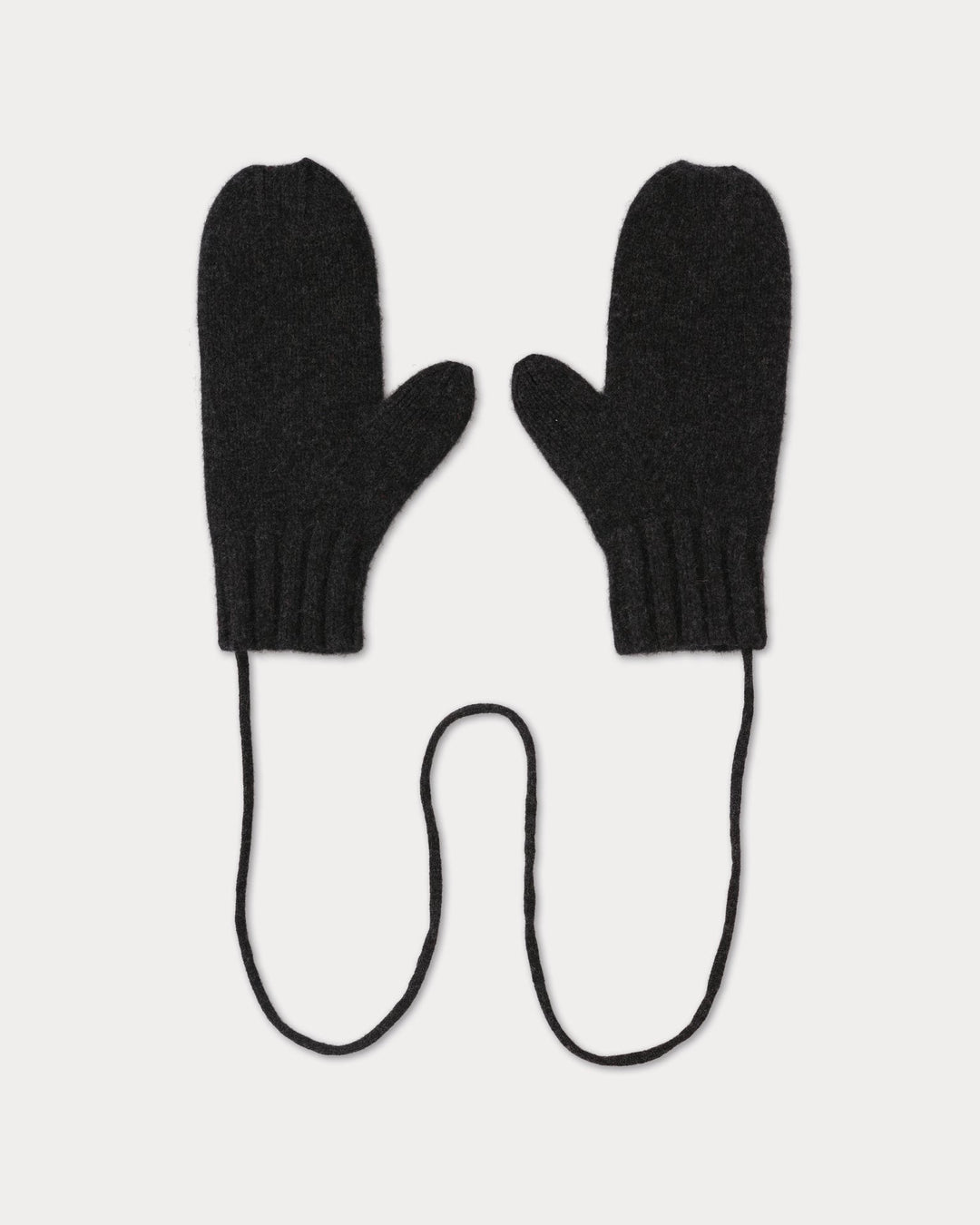 JG Felted Plain Mittens on String Charcoal