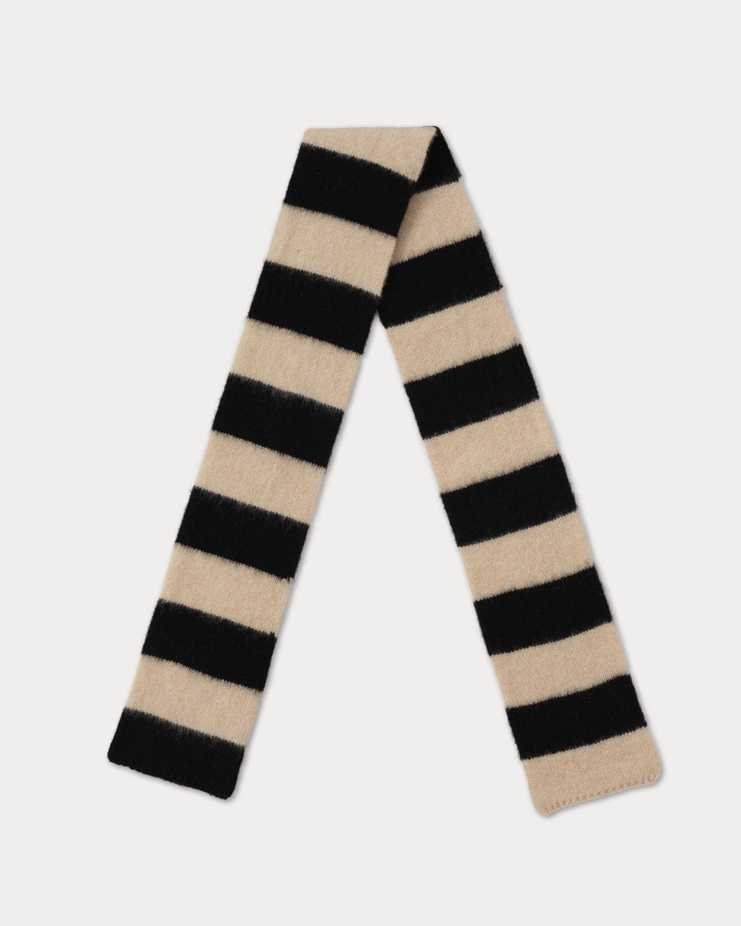 JG Small Brushed Stripe Scarf Black/Oatmeal