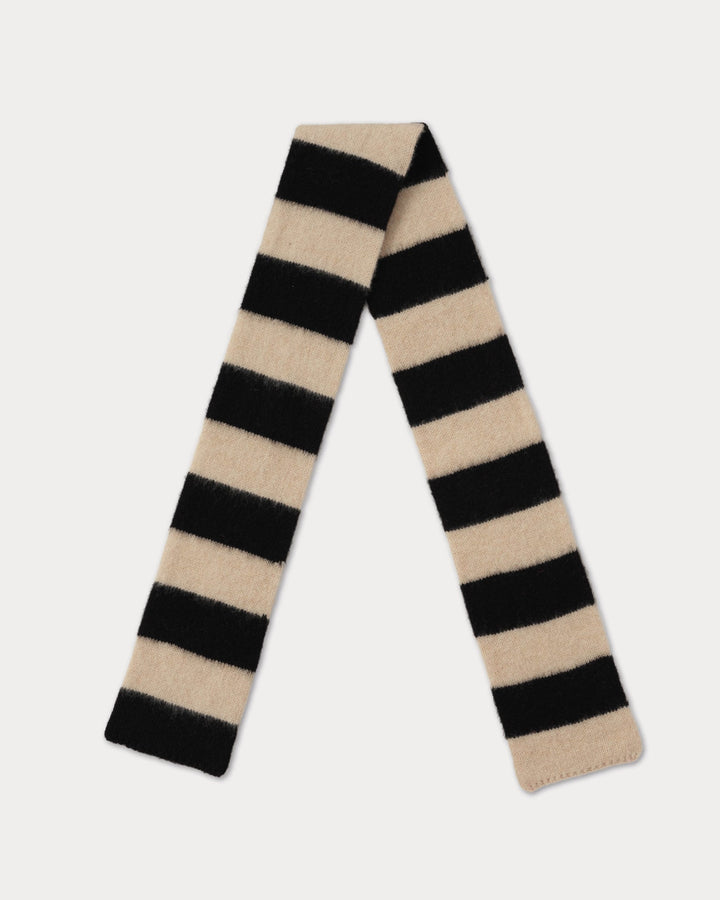 JG Small Brushed Stripe Scarf Black/Oatmeal
