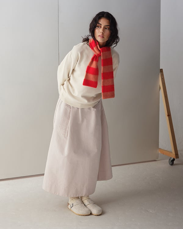 JG スモール ブラッシュド ストライプ スカーフ ポピー/プラスター