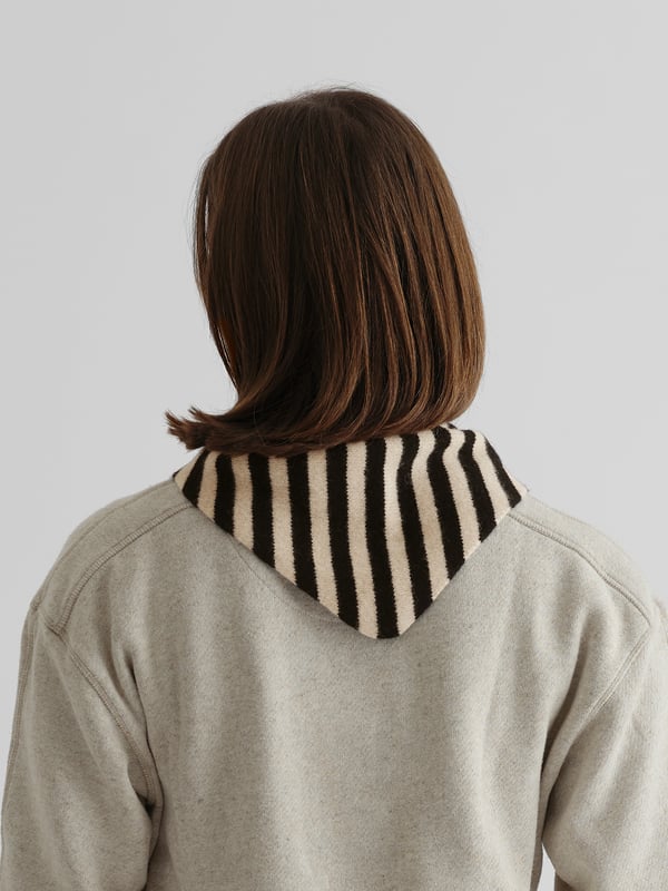 JG Stripe Triangle Neckerchief Black/Oatmeal