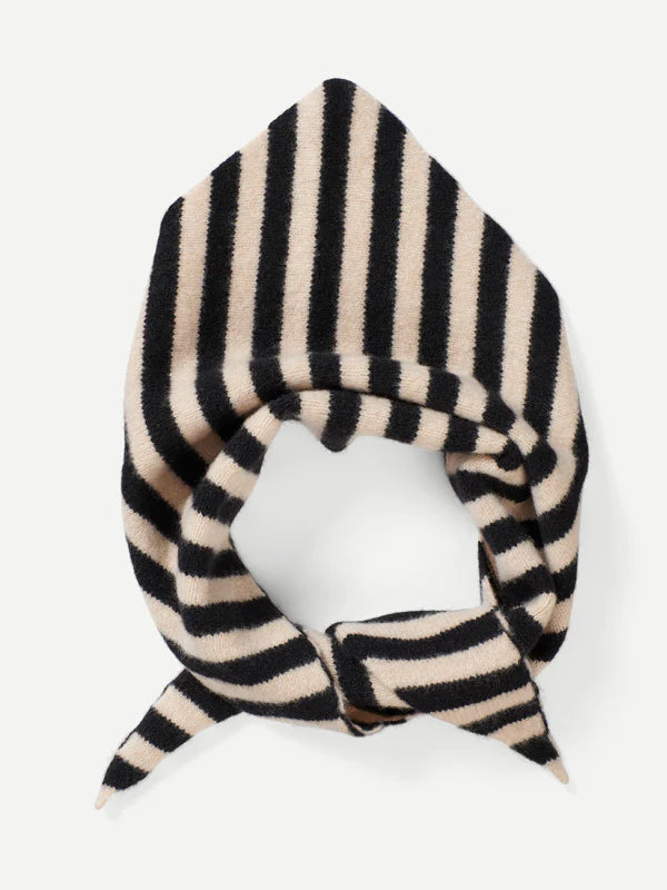 JG Stripe Triangle Neckerchief Black/Oatmeal