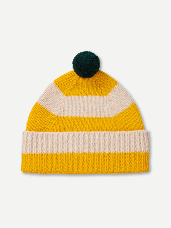 JG Stripe Pompom Hat Golden Eye & Oatmeal