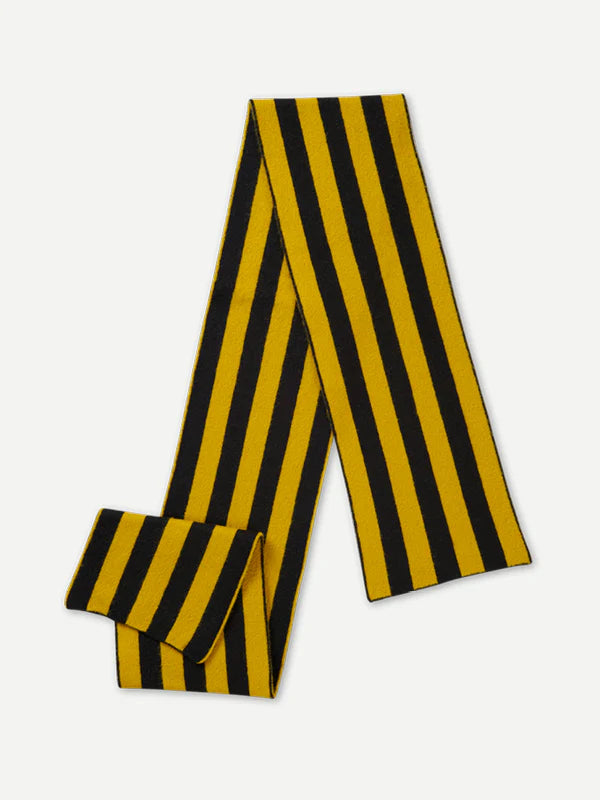 JG Brushed Vertical Stripe Scarf Black/Turmeric